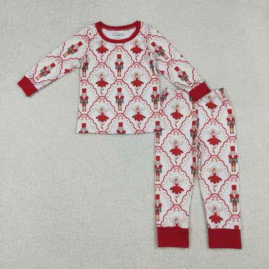 GLP2808 Baby Girls Red Bows Soldiers Dancers Top Pants Christmas Pajamas Sets
