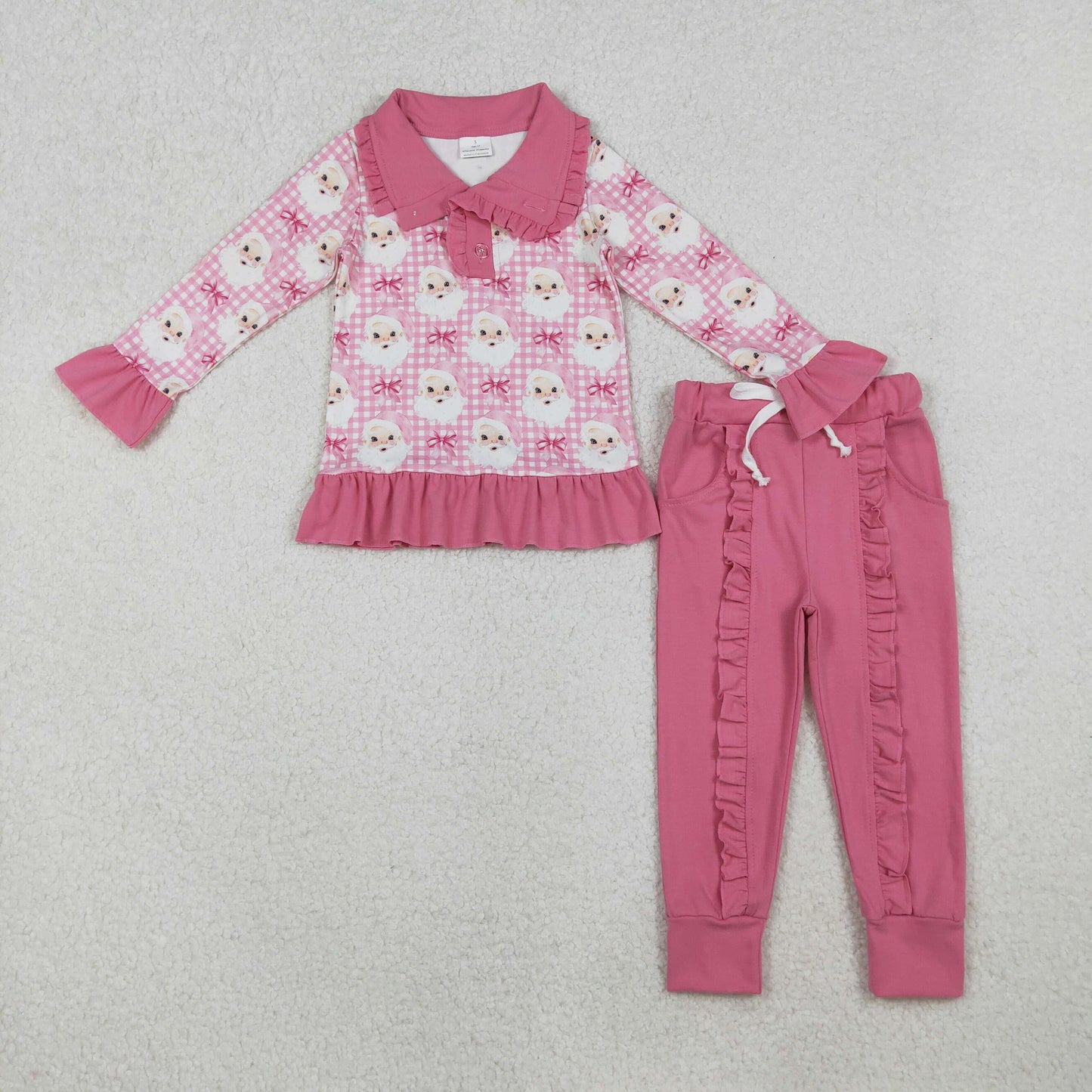 Sibling Baby Kids Santa Checked Zip Pullover Pockets Leggings Christmas Clothes Sets