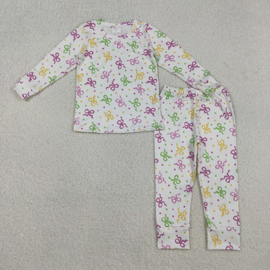 GLP2920 Baby Girls Mardigras Bows Polka Dots Top Pants Pajamas Sets