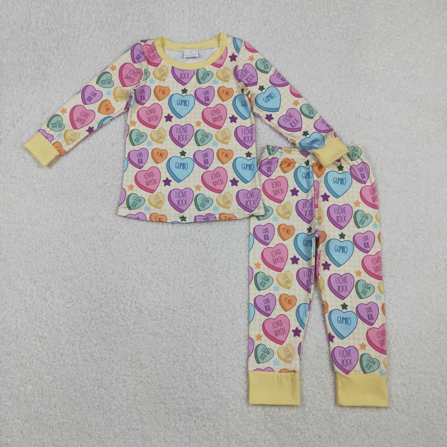 Sibling Baby Girls Colorful Hearts Stars Pants Valentines Pajamas Sets Two Way Zip Convertible Rompers