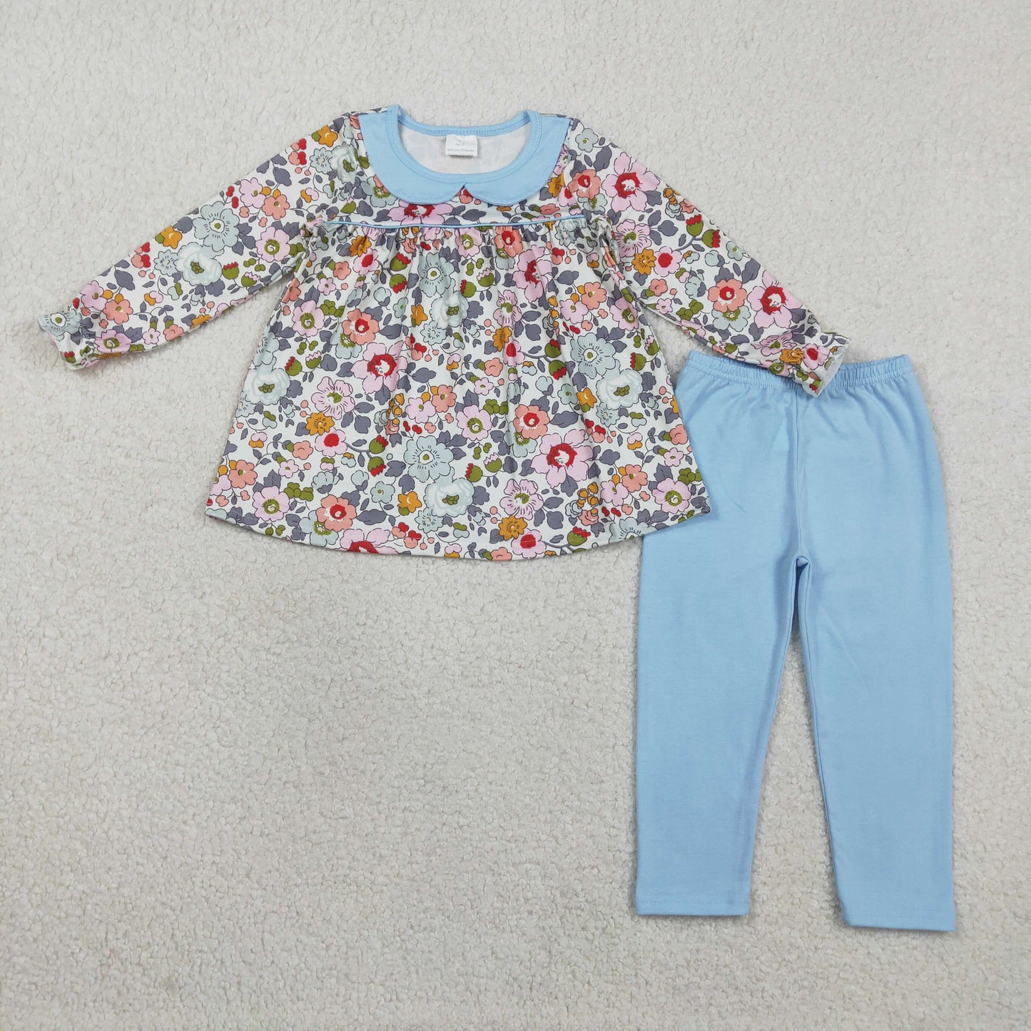 GLP3168 Baby Girls Colorful Flowers Colar Tunic Leggings Clothes Sets