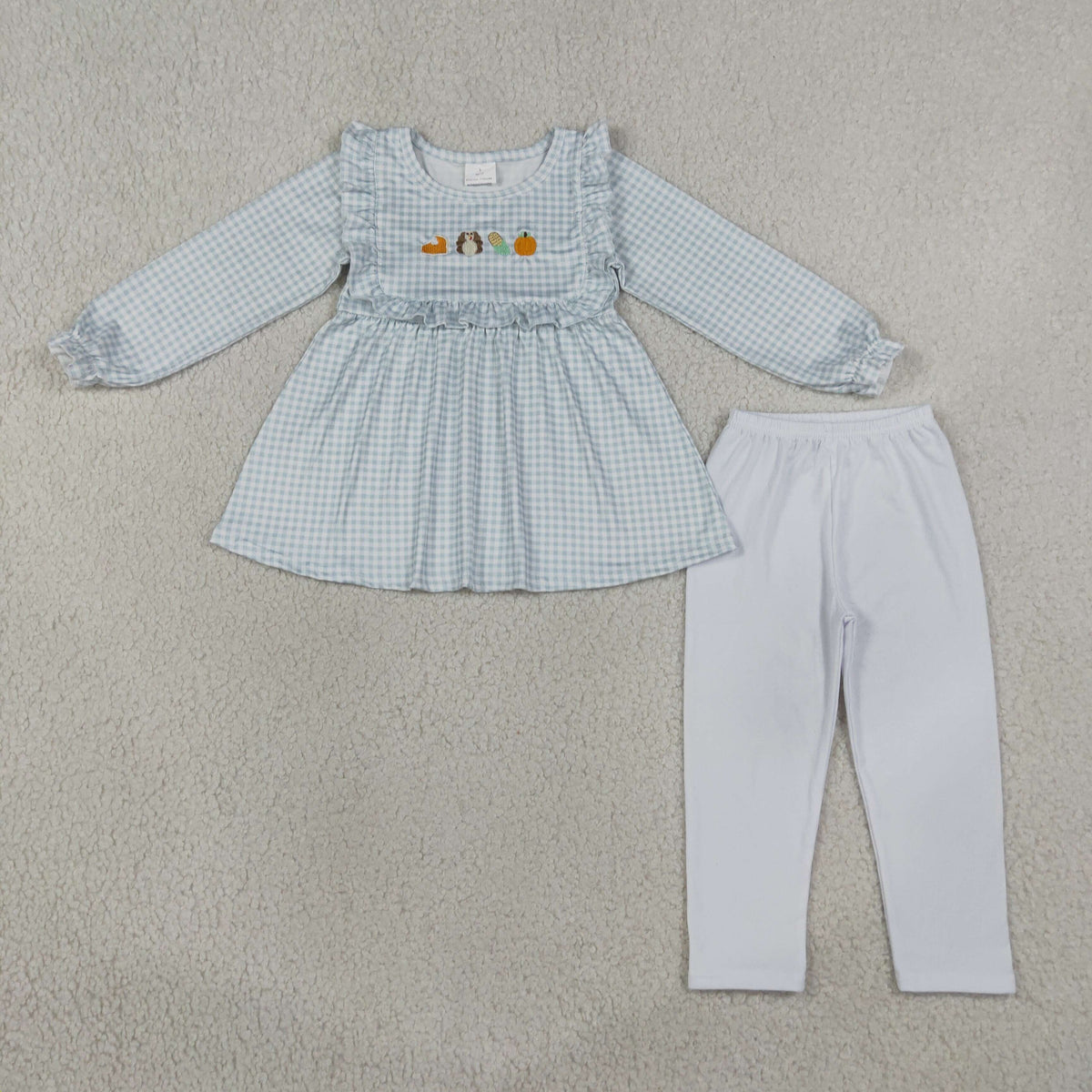 Sibling Baby Girls Embroidery Bows Pumpkins Candy Tunic Leggings Pant Fall Clothes Sets