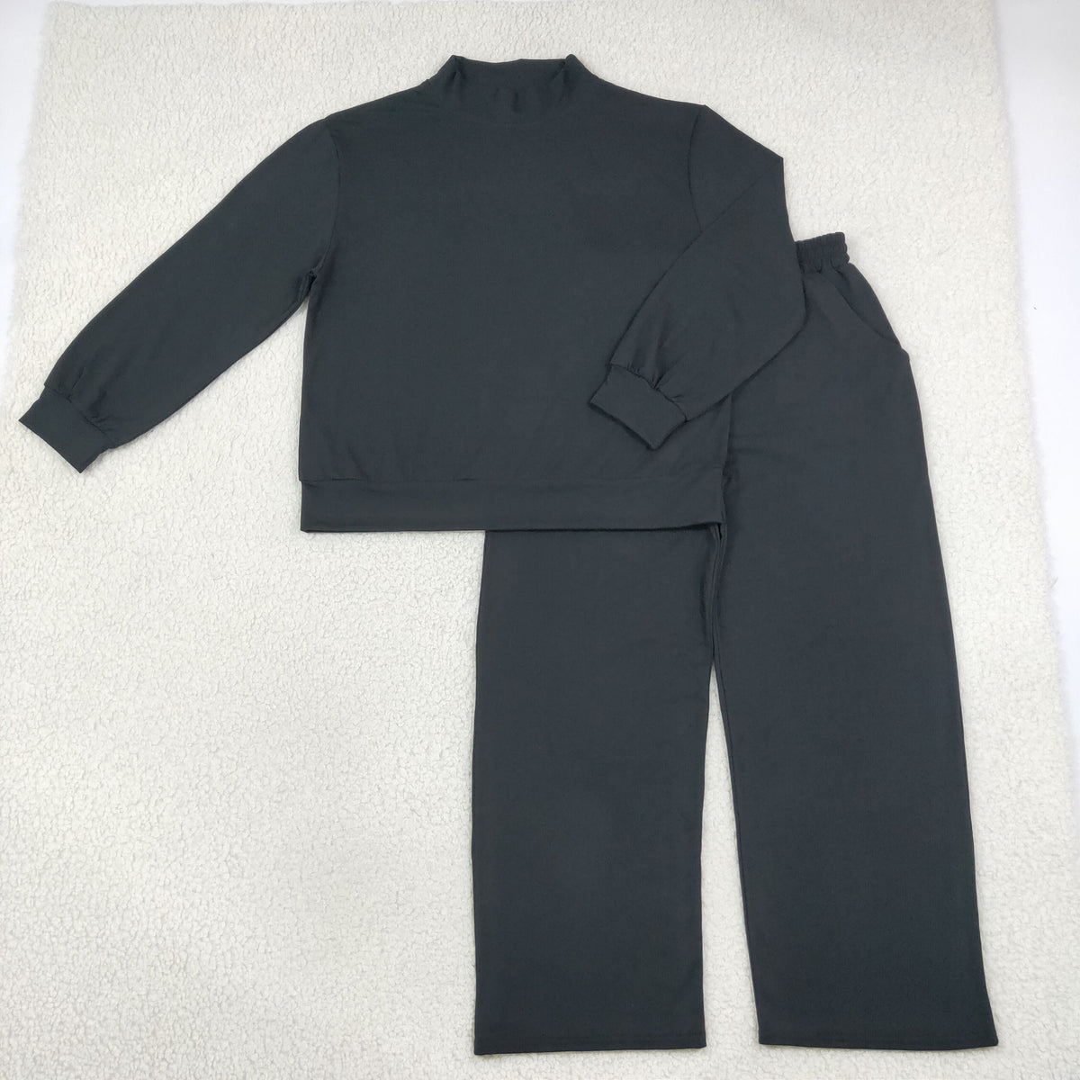 Sibling Adult Women Long Sleeve Choker Shirts Top Flare Pants Cotton Clothes Sets