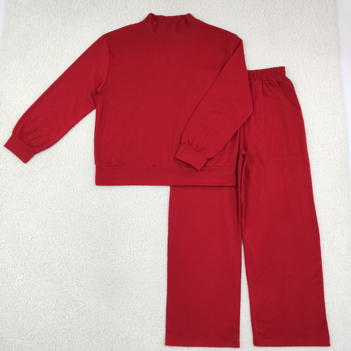 Sibling Adult Women Long Sleeve Choker Shirts Top Flare Pants Cotton Clothes Sets