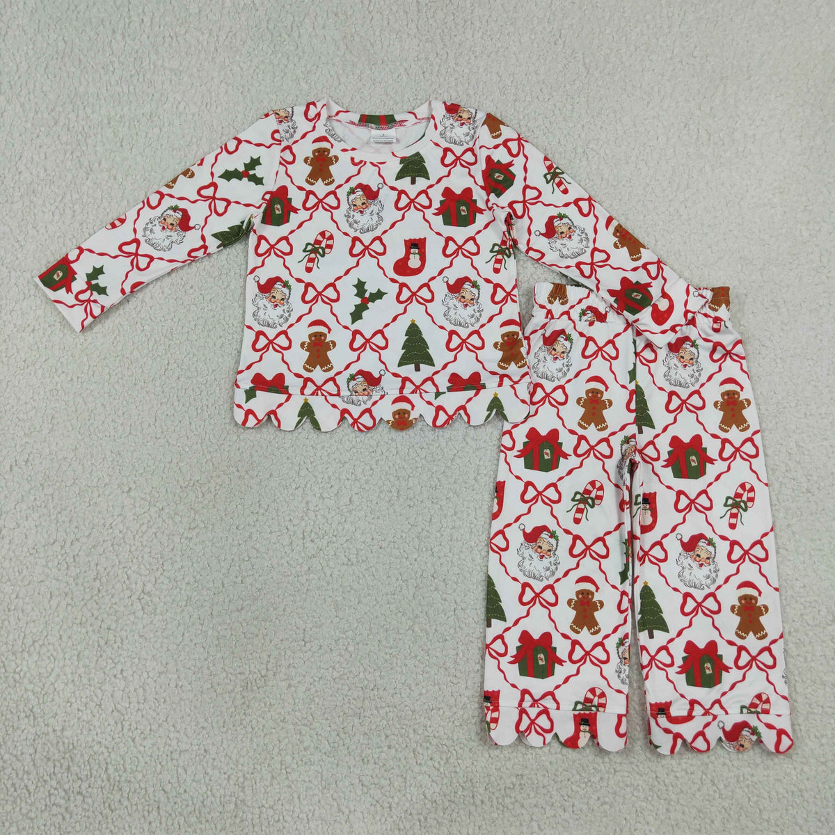 Sibling Baby Girls Pumpkins Flowers Holly Top Pants Fall Christmas Scallop Clothes Sets