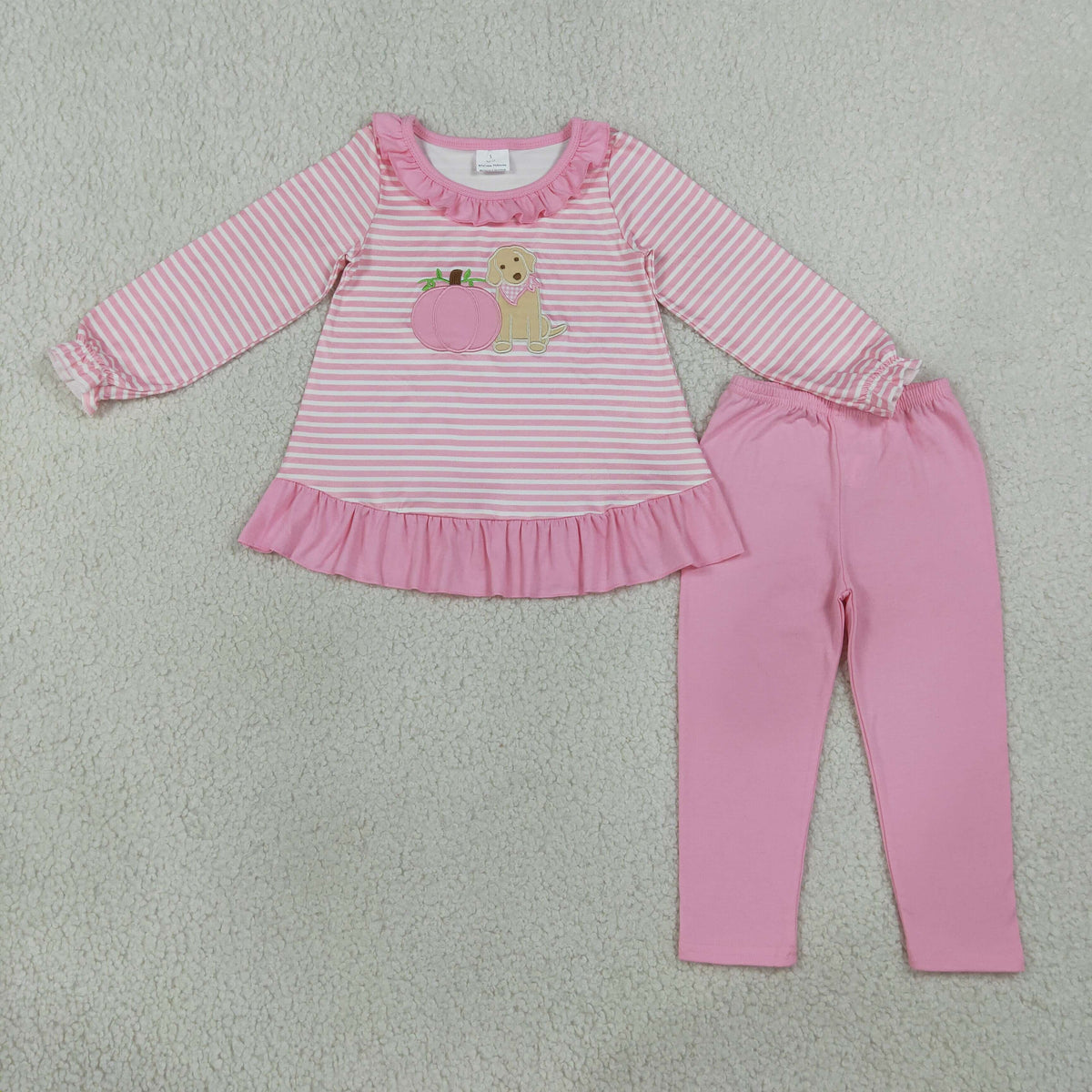 Sibling Baby Girls Embroidery Pumpkins Turkey Deer Ruffle Tunic Leggings Pant Fall Clothes Sets
