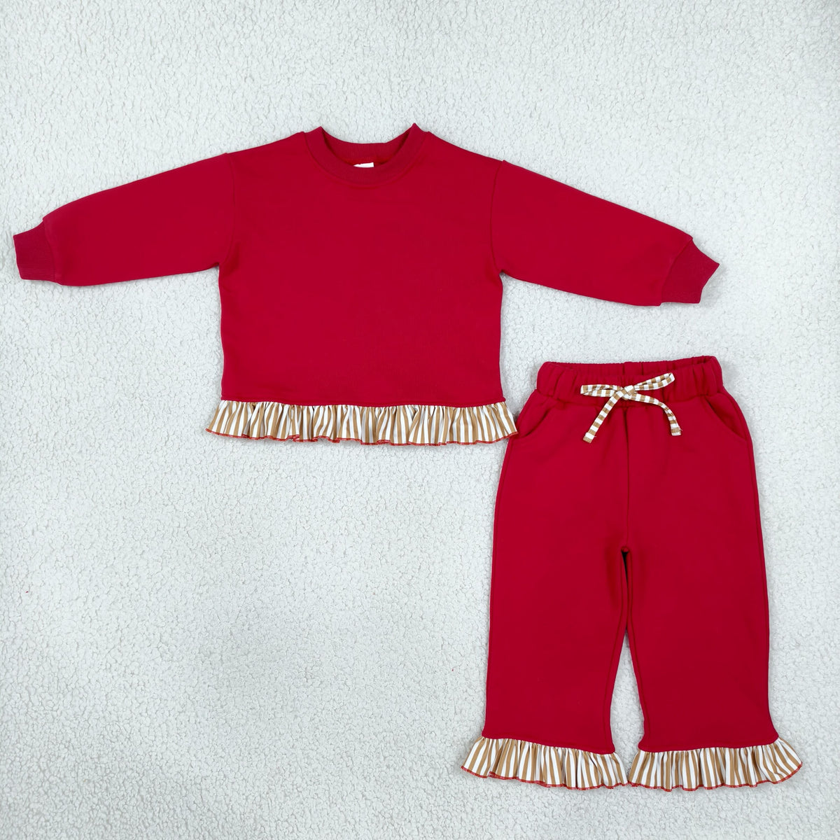 Sibling Baby Girls Long Sleeve Shirts Top Pockets Ruffle Pant Sweater Clothes Sets