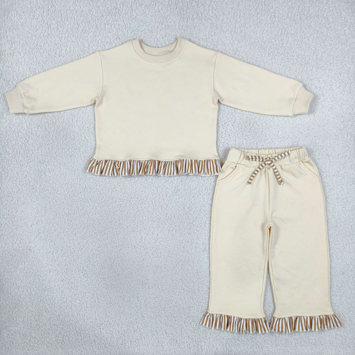 Sibling Baby Girls Long Sleeve Shirts Top Pockets Ruffle Pant Sweater Clothes Sets