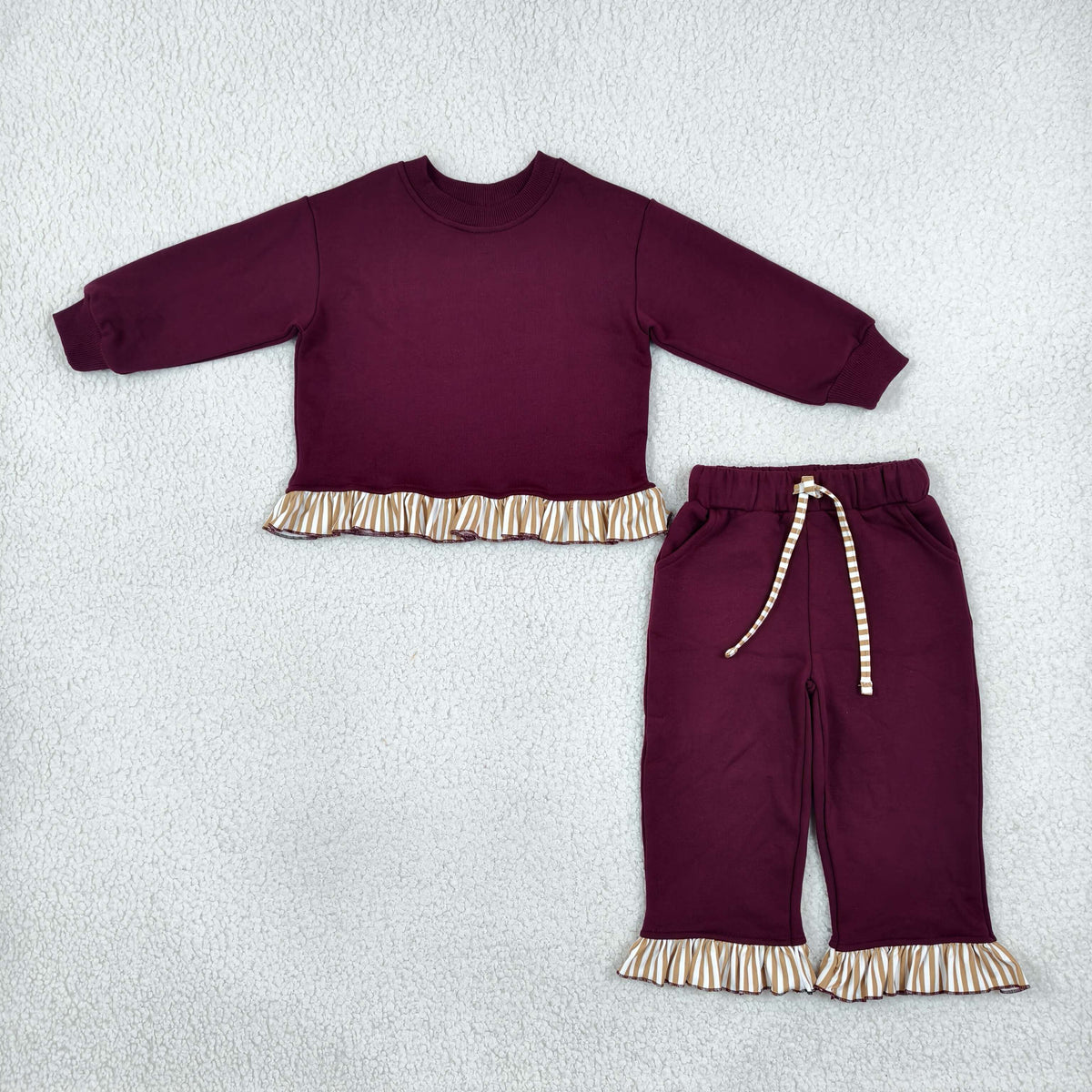 Sibling Baby Girls Long Sleeve Shirts Top Pockets Ruffle Pant Sweater Clothes Sets