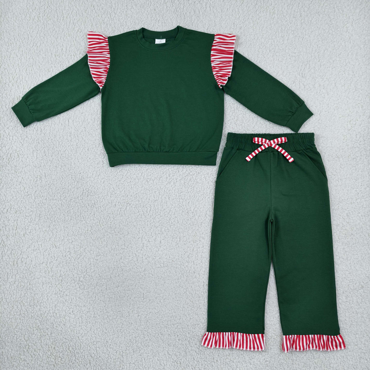 Sibling Baby Girls Long Flutter Sleeves Shirts Top Pockets Ruffle Shorts Pants Clothes Sets