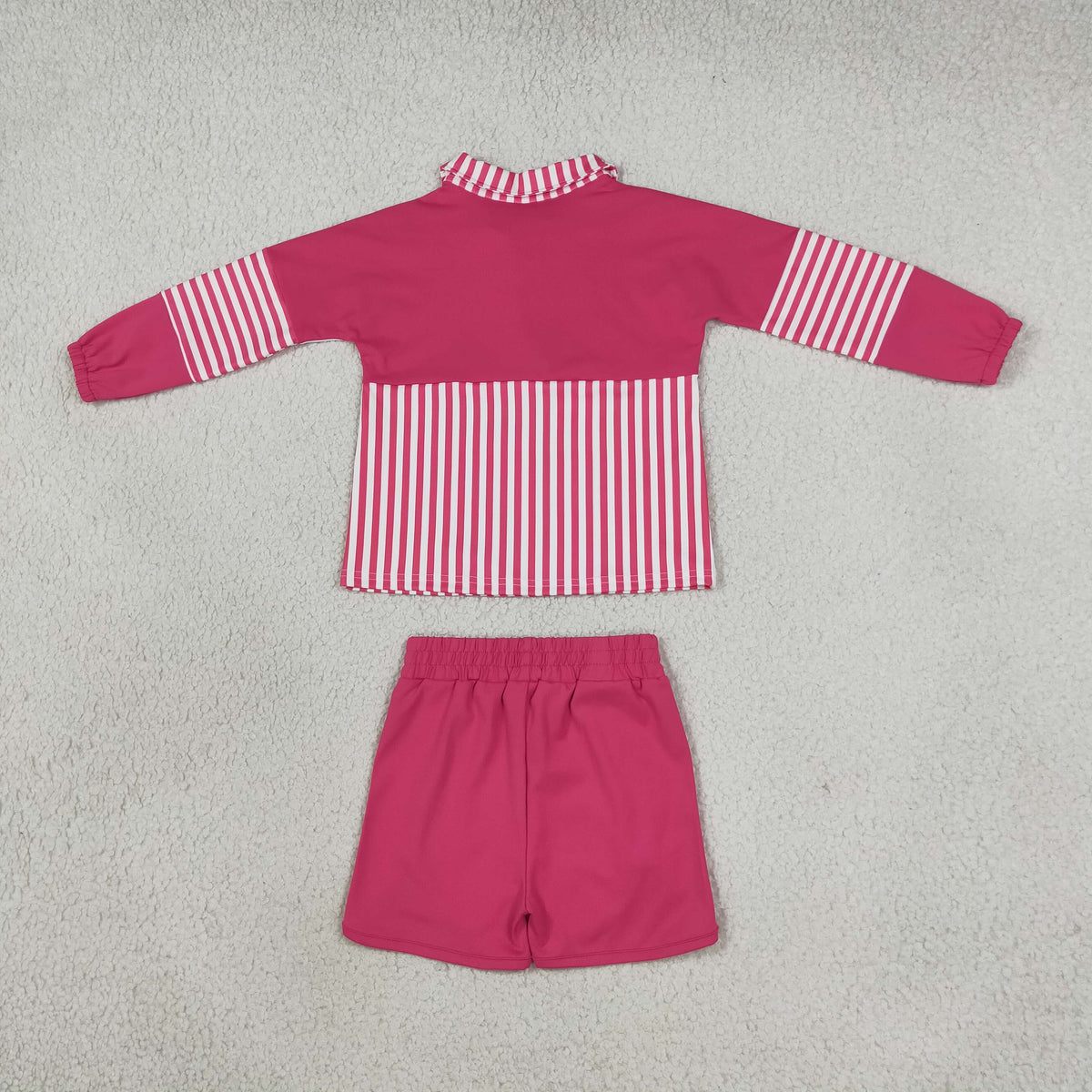 Sibling Baby Girls Long Sleeve Stripe Zip Pullovers Top Shorts Yoga Active Clothes Sets