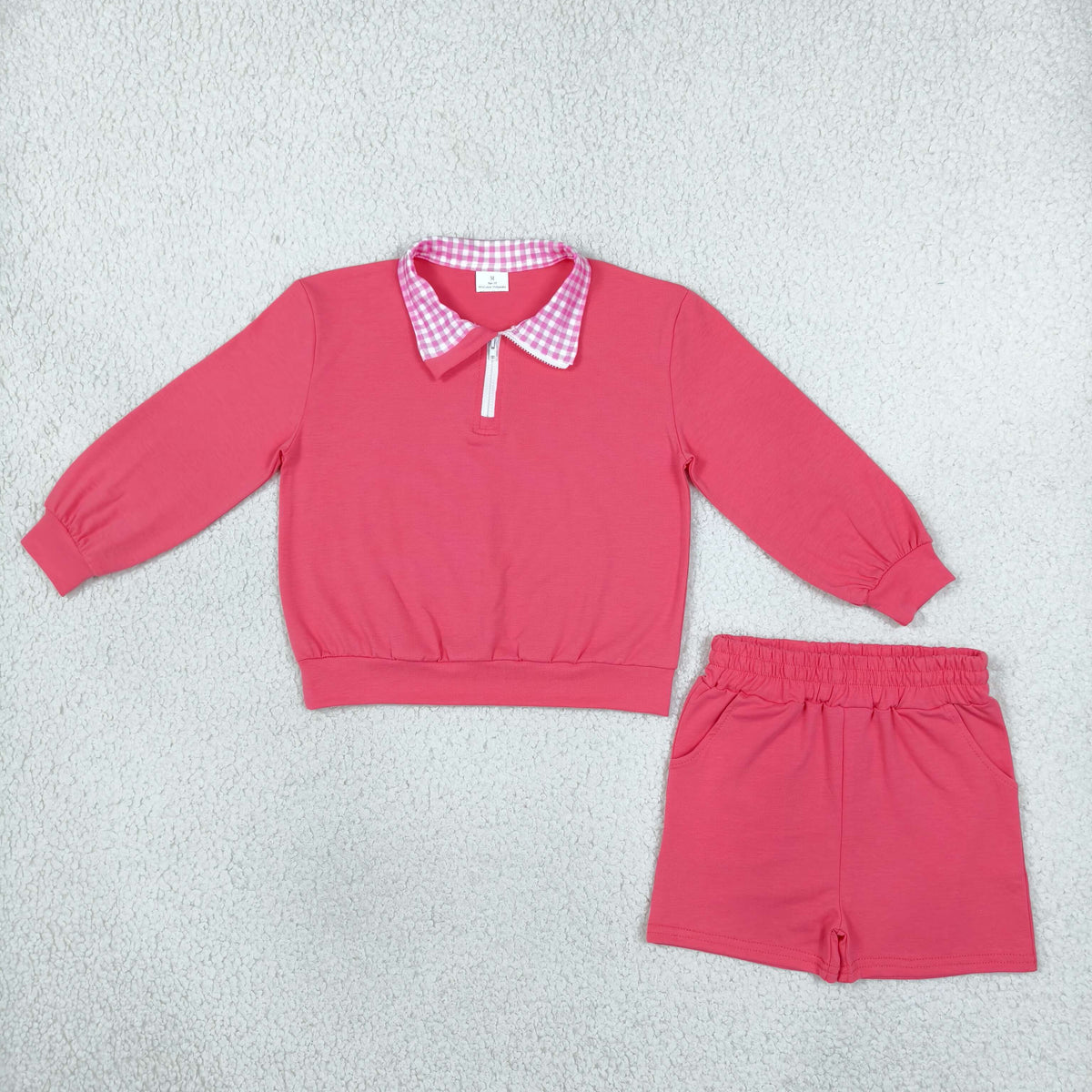 Sibling Baby Girls Long Sleeves Zip Pullovers Top Pockets Short Cotton Clothes Sets