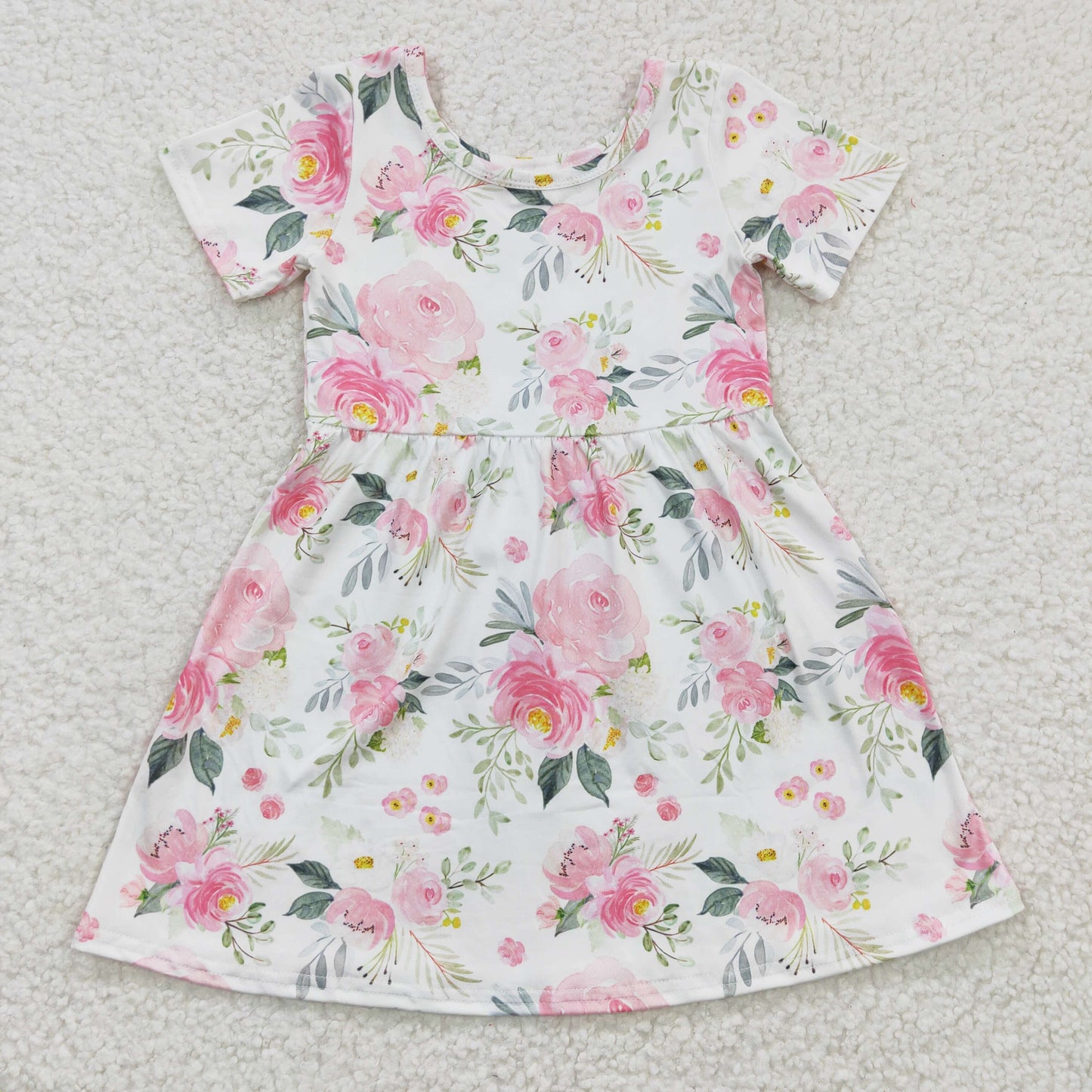 Sibling Baby Girls Flowers Checked Ruffle Knee Length Dresses
