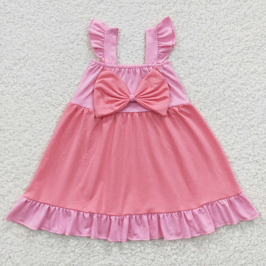 kids pink bowties princess dress GSD0340