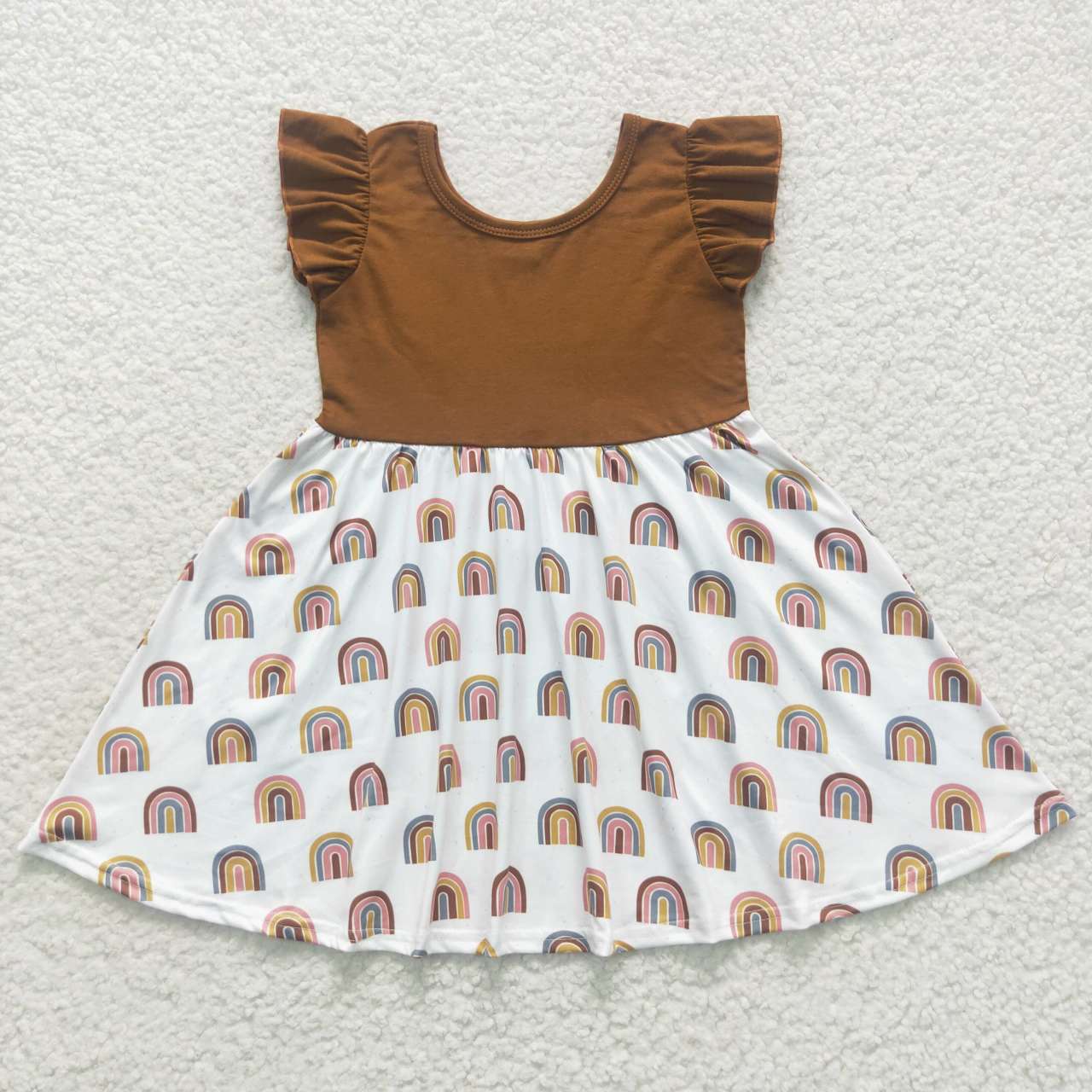 Sibling Baby Girls Colorful Rainbows Stars Plaid Knee Length Dresses