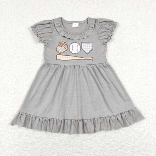 GSD0574  baby girl  clothes embroidered baseball girl summer dress