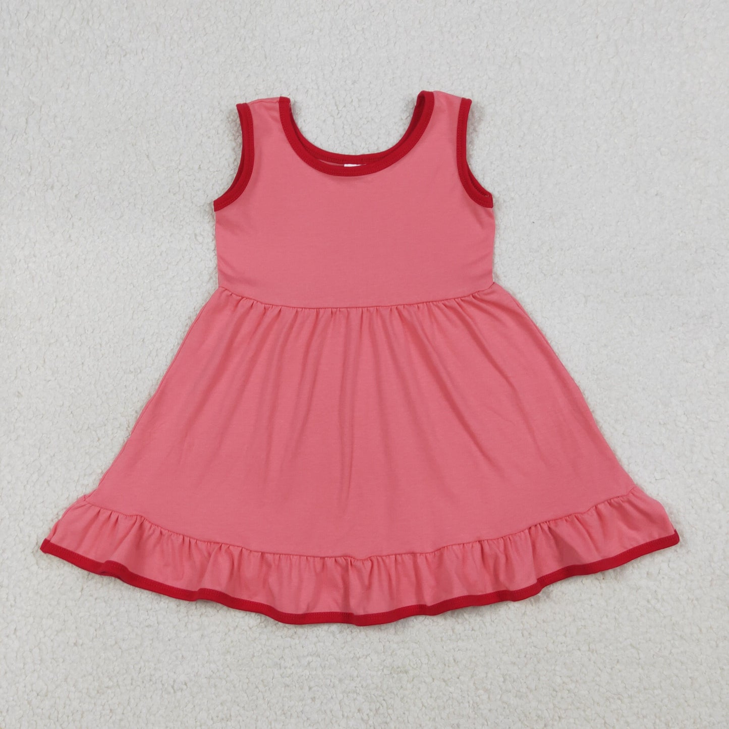 GSD0656 Baby Girls Sleeveless Watermelon Red Ruffle Knee Length Dresses