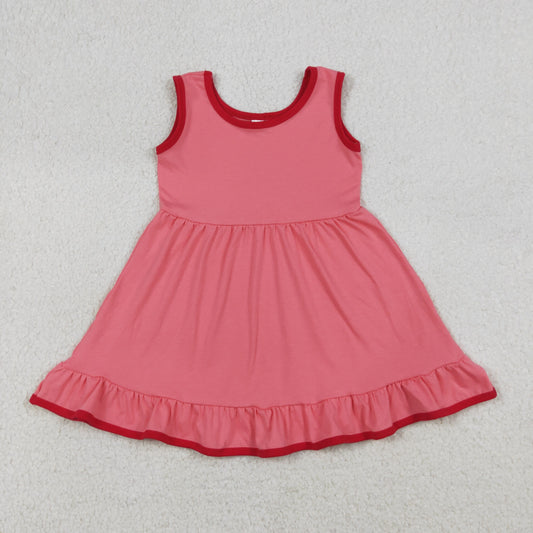 GSD0656 Baby Girls Sleeveless Watermelon Red Ruffle Knee Length Dresses