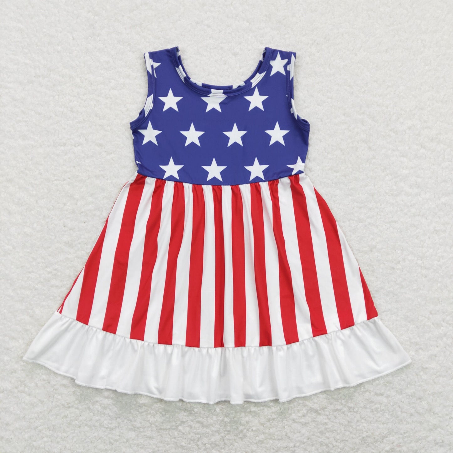 Sibling Baby Girls Stars Stripe 4th of July Shorts Clothes Sets Knee Length Dresses