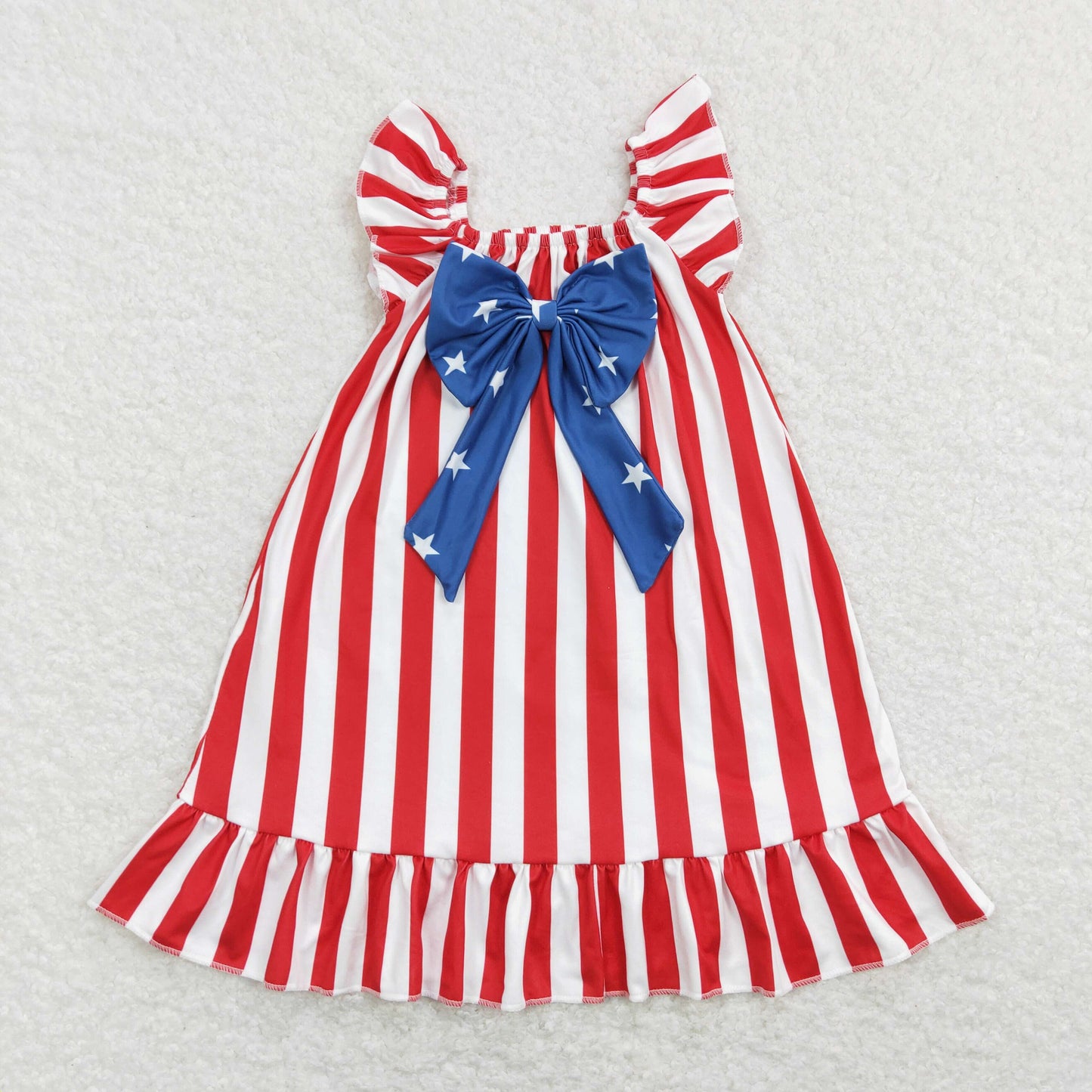 Sibling Baby Girls Stars Stripe 4th of July Shorts Clothes Sets Knee Length Dresses