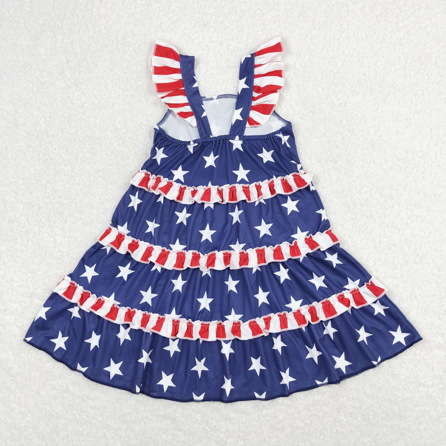 Sibling Baby Girls Stars Stripe 4th of July Shorts Clothes Sets Knee Length Dresses