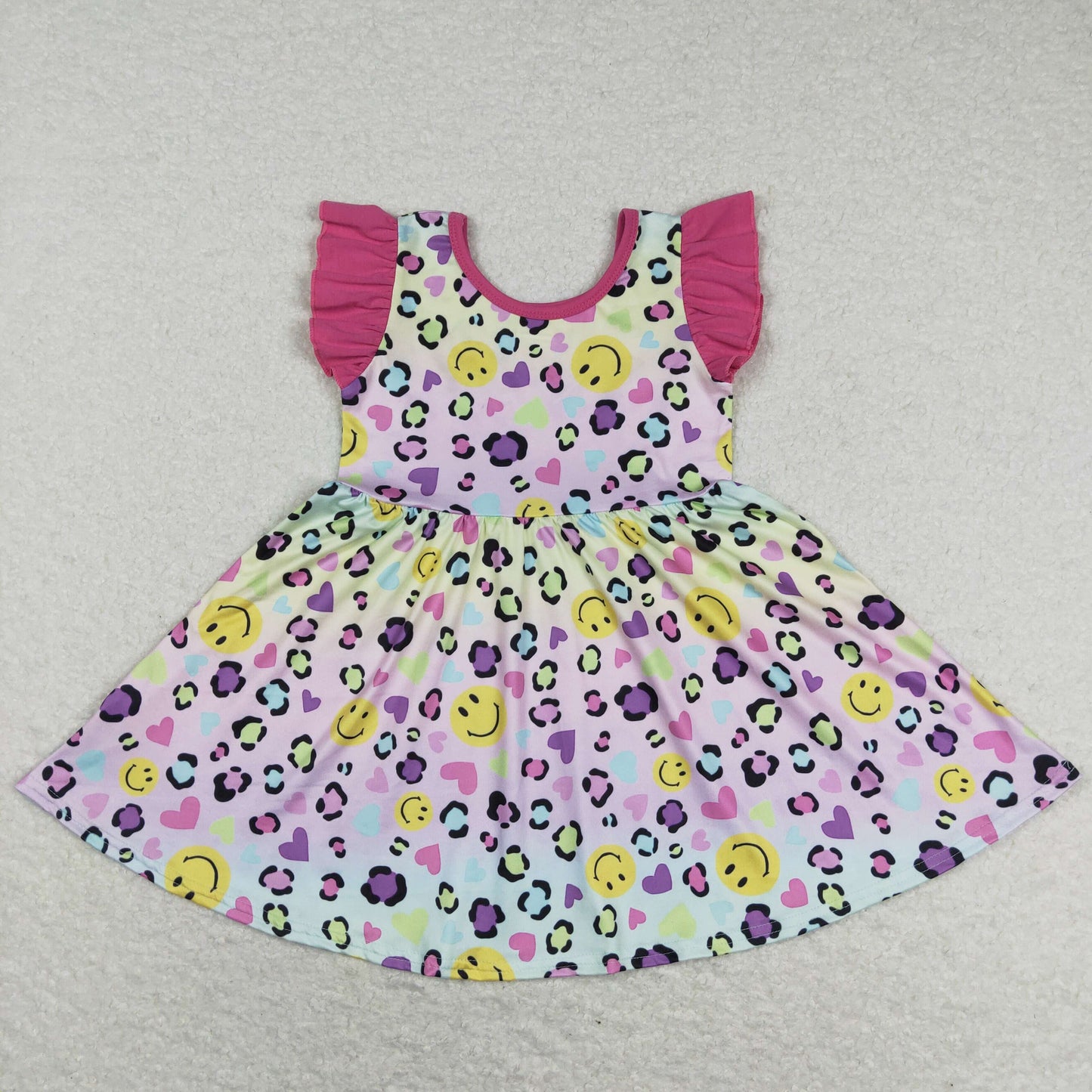 Sibling Baby Girls Flowers Plaid Flutter Sleeve Ruffle Knee Length Dresses