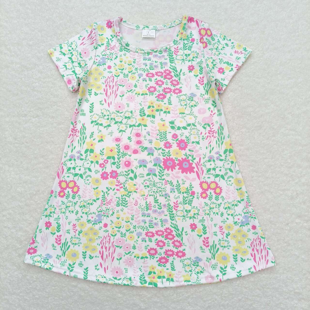 Sibling Baby Girls Flowers Checked Ruffle Knee Length Dresses