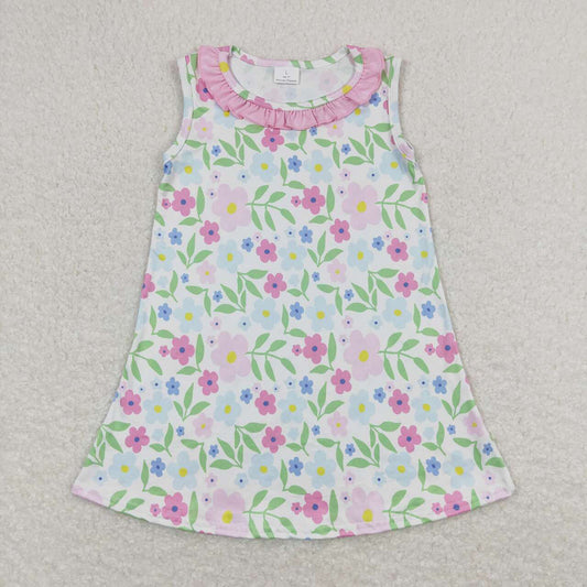 GSD0893 baby girl clothes pink flower girl summer dress