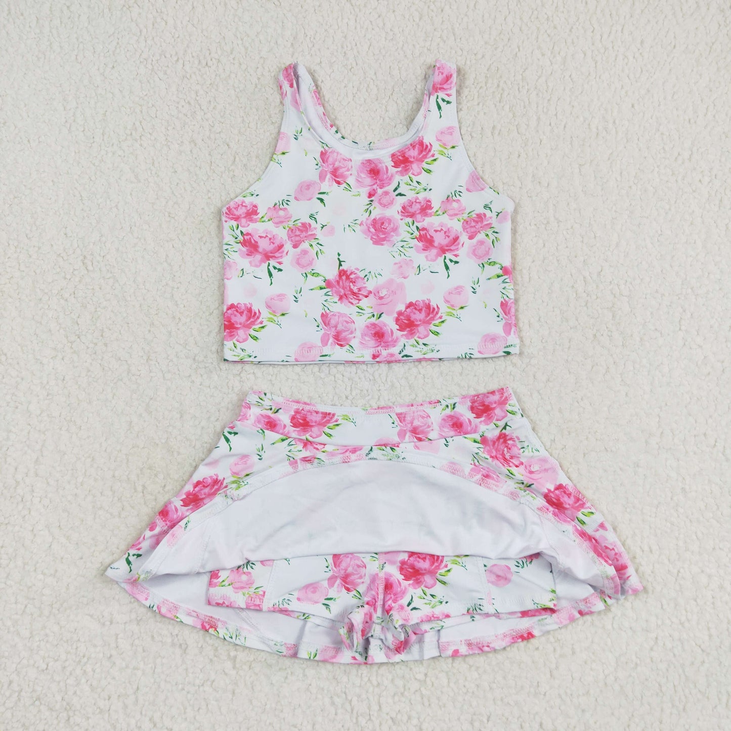 Sibling Baby Girls Colorful Tie Dye Floral Top Short Skirts Active Wear Summer Clothes Sets