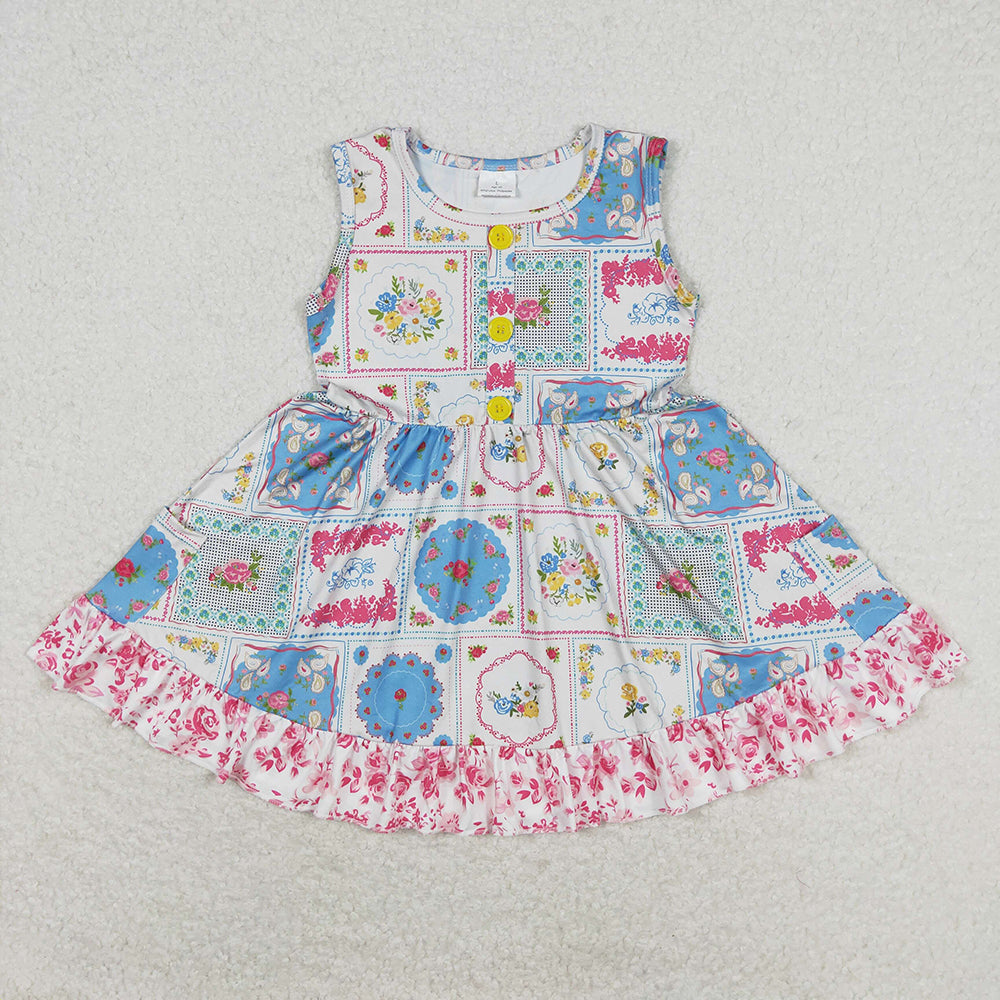 Sibling Baby Girls White Flowers Dresses Pajamas Outfits