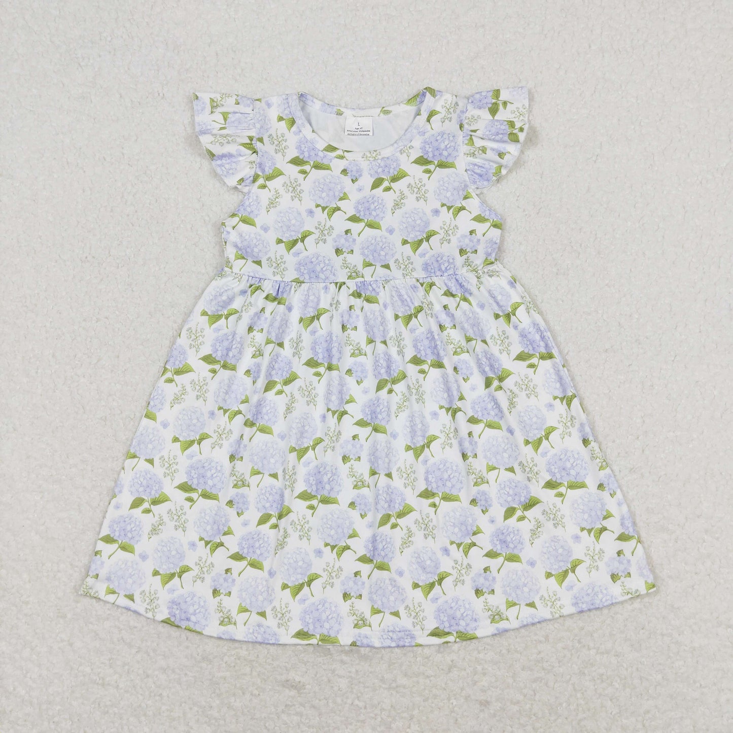 Sibling Baby Girls Flowers Plaid Flutter Sleeve Ruffle Knee Length Dresses