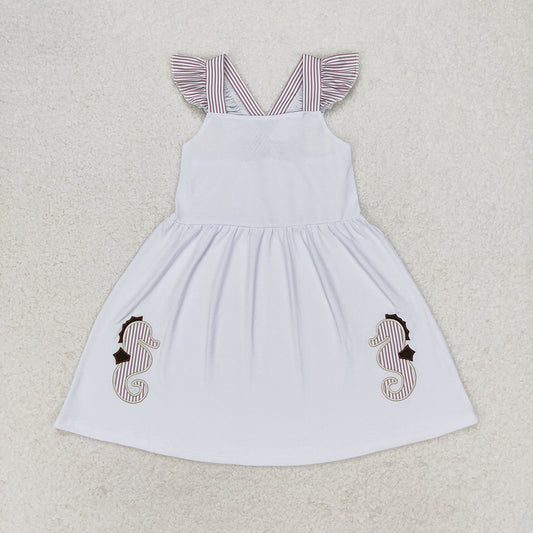 GSD1111  toddler clothes embroidery sea horse baby girl summer dresses