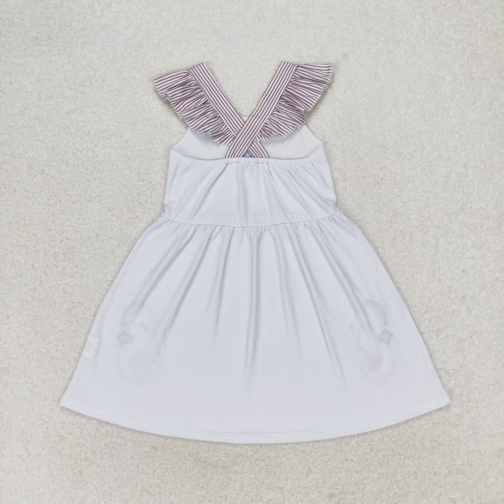 GSD1111  toddler clothes embroidery sea horse baby girl summer dresses