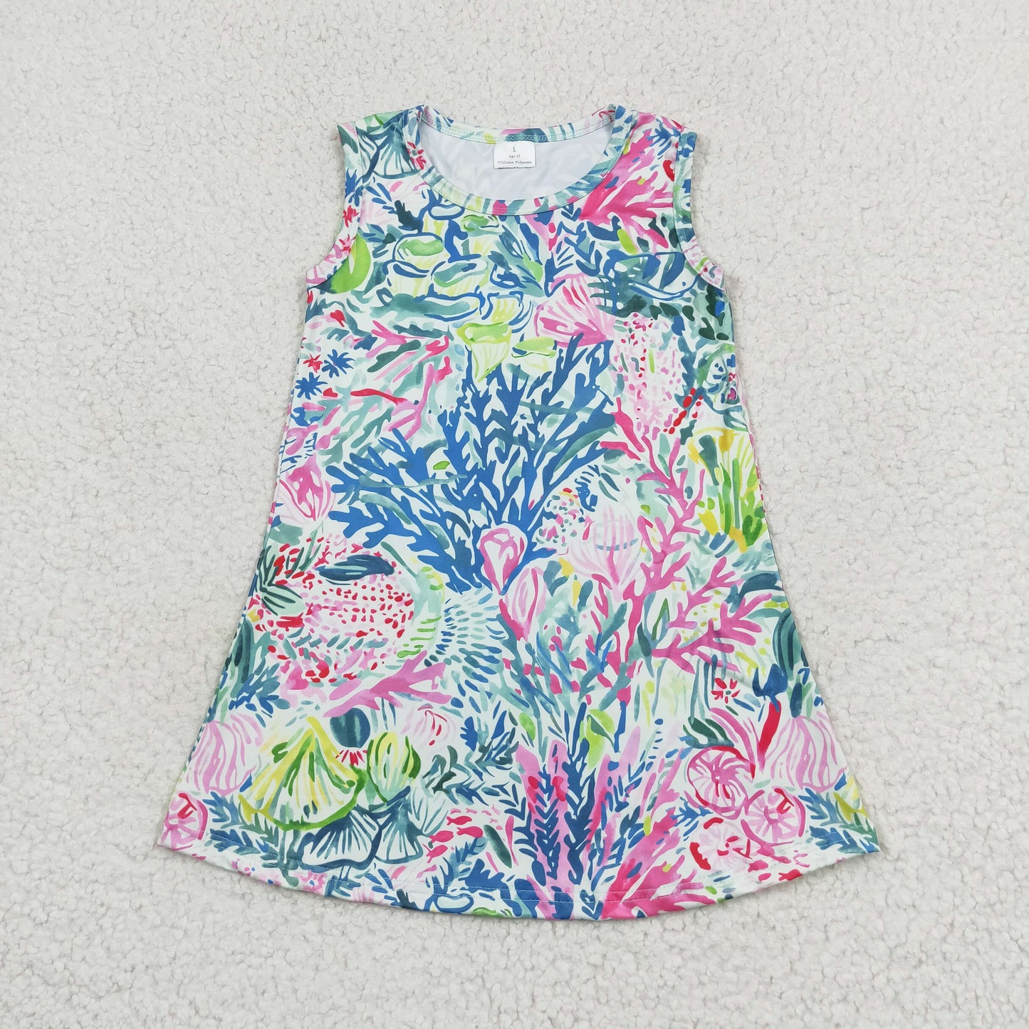Sibling Baby Girls Sleeveless Bows Flowers Stripes Ruffle Knee Length Dresses