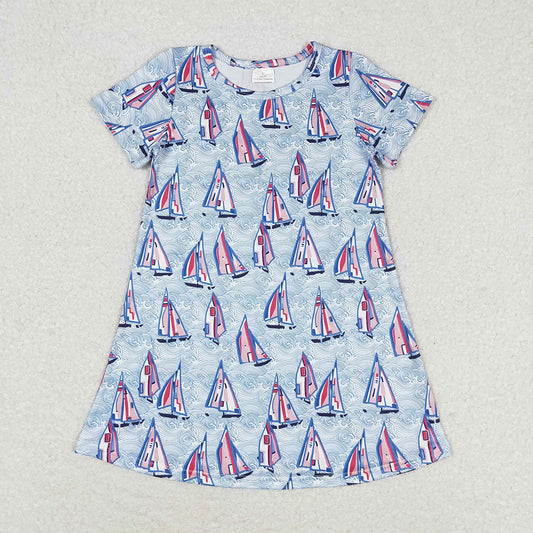 GSD1161 baby girl clothes sailboat girl summer dresses