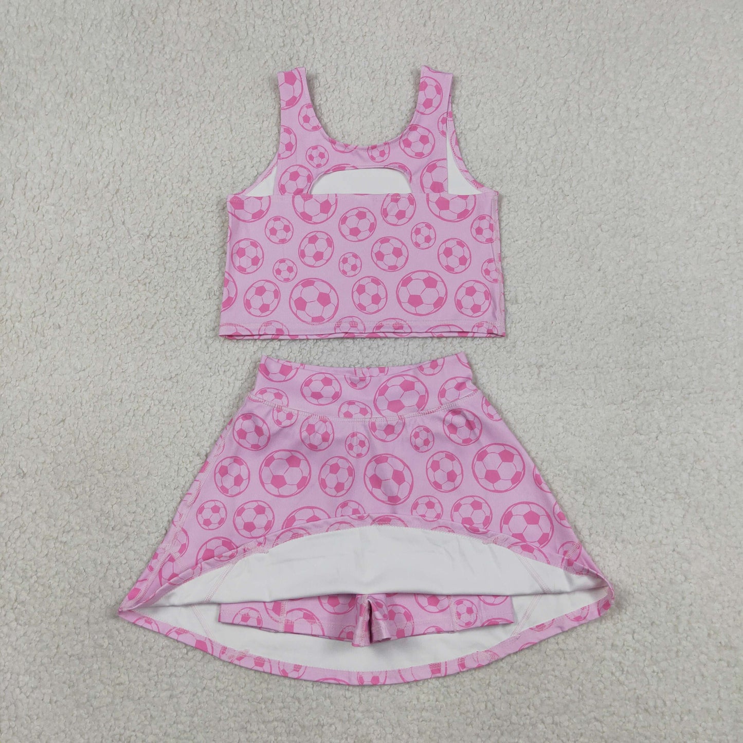 Sibling Baby Girls Footballs Skirt Short Yoga Active Clothes Set Button Short Team Pajamas Sets