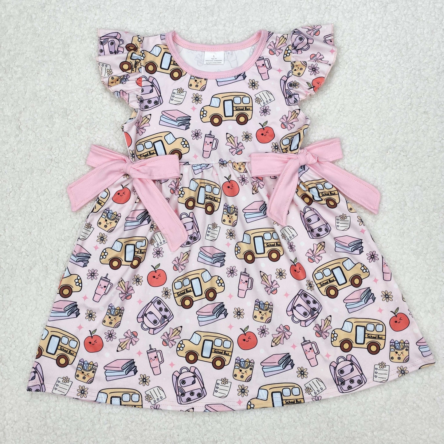 GSD1819 toddler clothes bus baby girl back to school day summer dress