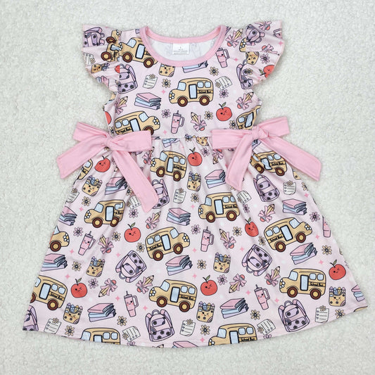GSD1819 toddler clothes bus baby girl back to school day summer dress