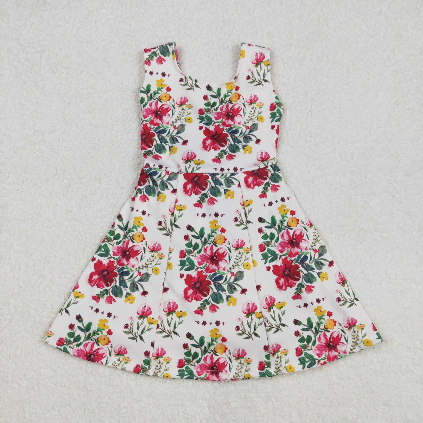 Sibling Baby Girls Strap Strawberry Floral Skorts Yoga Knee Length Dresses