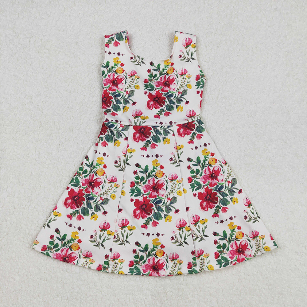 Sibling Baby Girls Colorful Flowers Active Yoga Active Knee Length Dresses