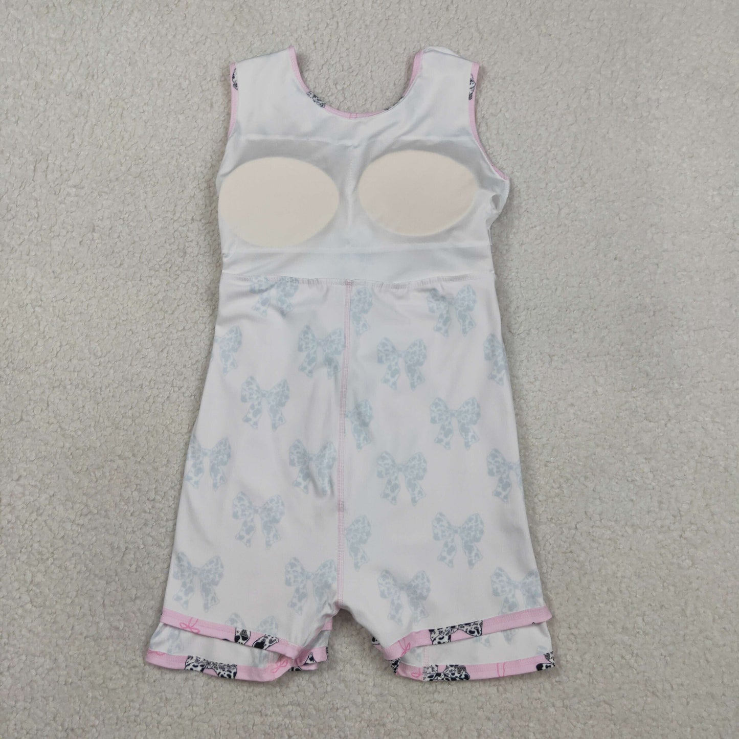 GSD1853 Baby Girls Cow Print Bows Plaid Yoga Active Shorts Knee Length Dresses