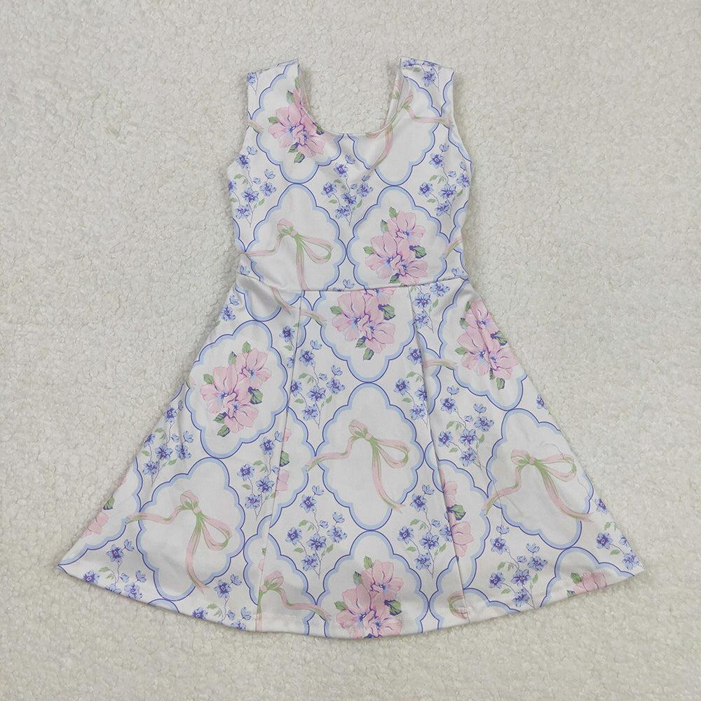 Sibling Baby Girls Colorful Flowers Active Yoga Active Knee Length Dresses