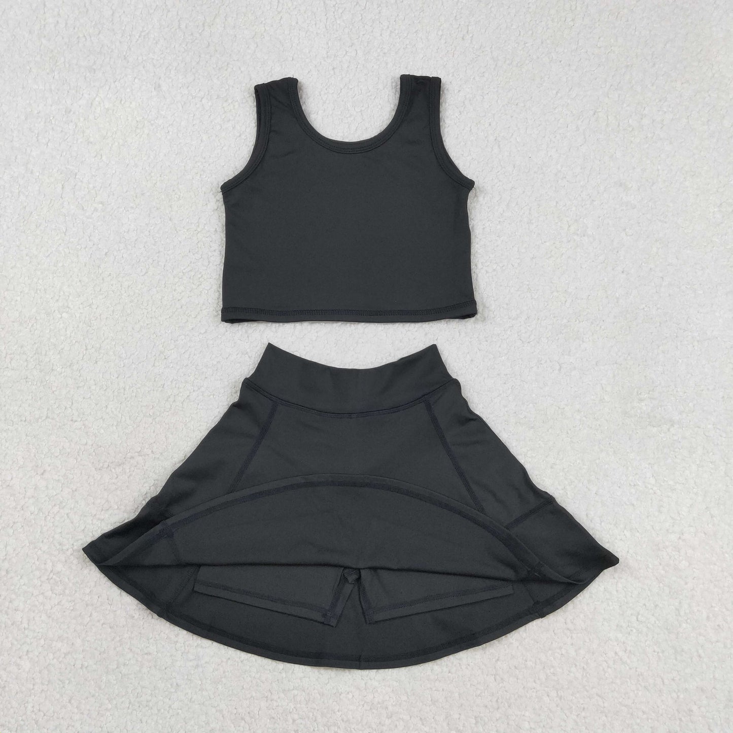 GSD1982 Baby Girls Black Crop Top Skorts Skirts Outfits Active Sets