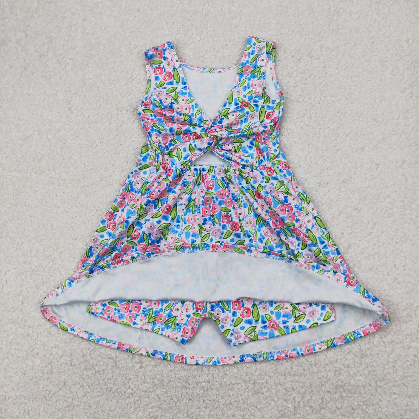 Sibling Baby Girls Colorful Flowers Active Yoga Active Knee Length Dresses