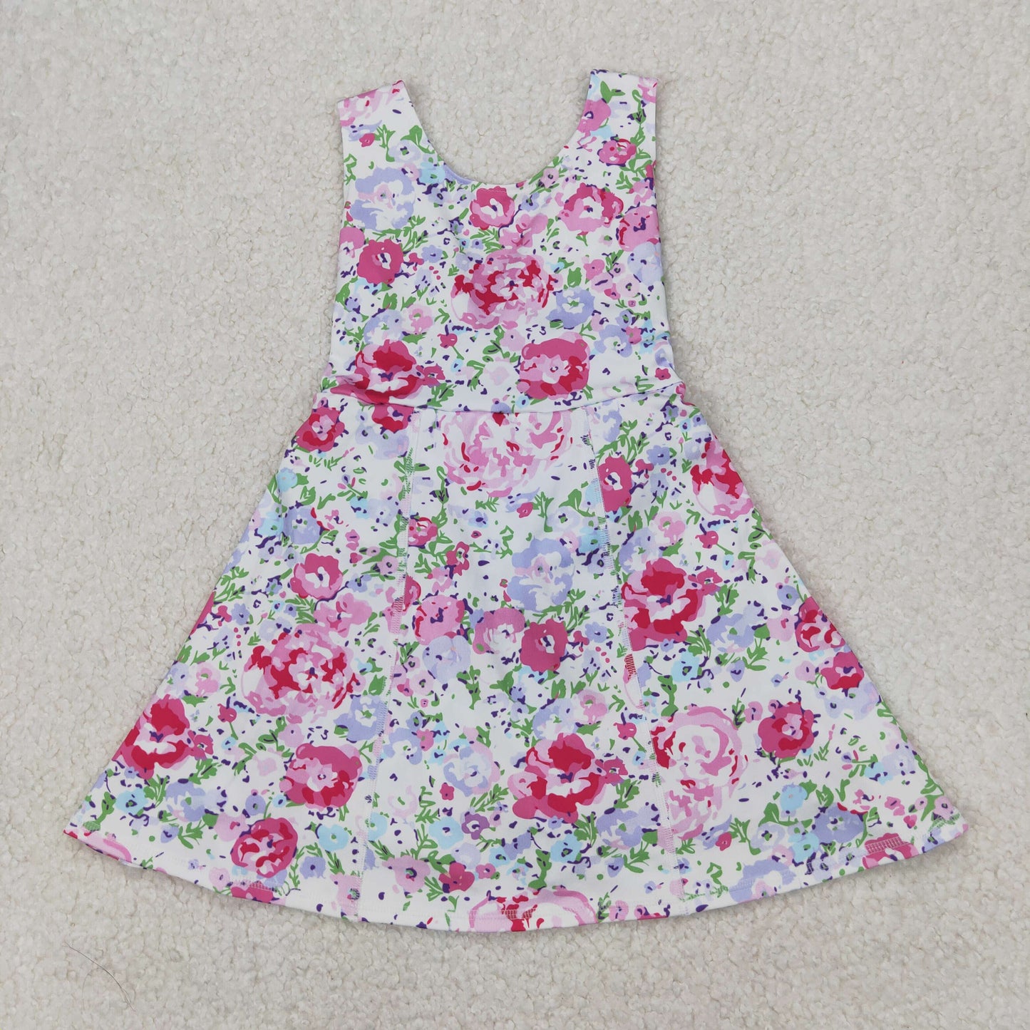 Sibling Baby Girls Strap Strawberry Floral Skorts Yoga Knee Length Dresses