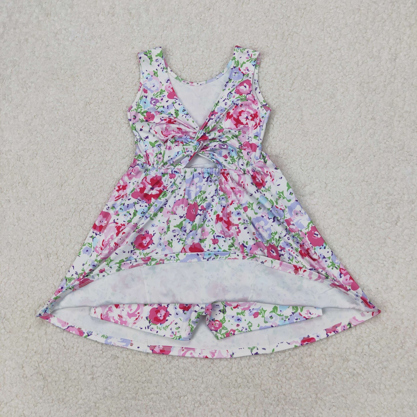 Sibling Baby Girls Colorful Flowers Active Yoga Active Knee Length Dresses