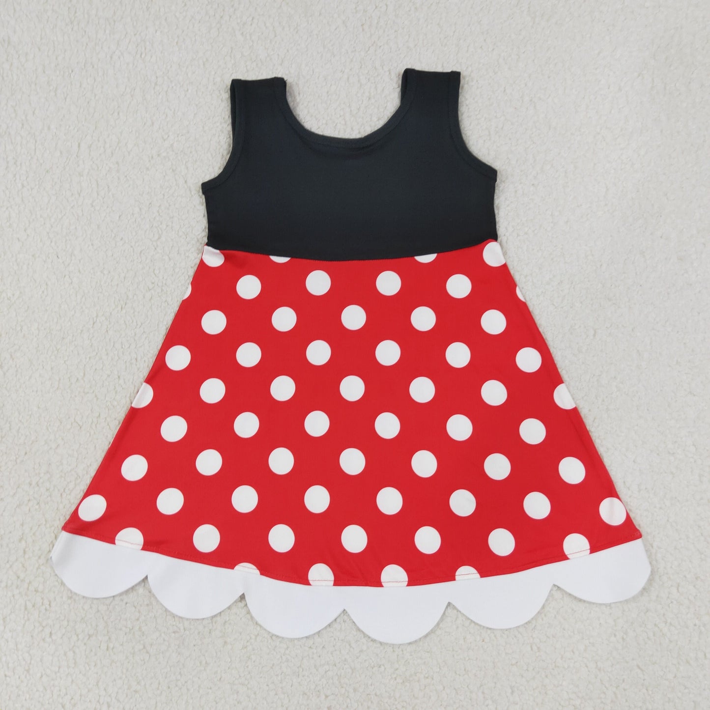 Sibling Baby Girls Sleeveless Cartoon Scallop Knee Length Dresses
