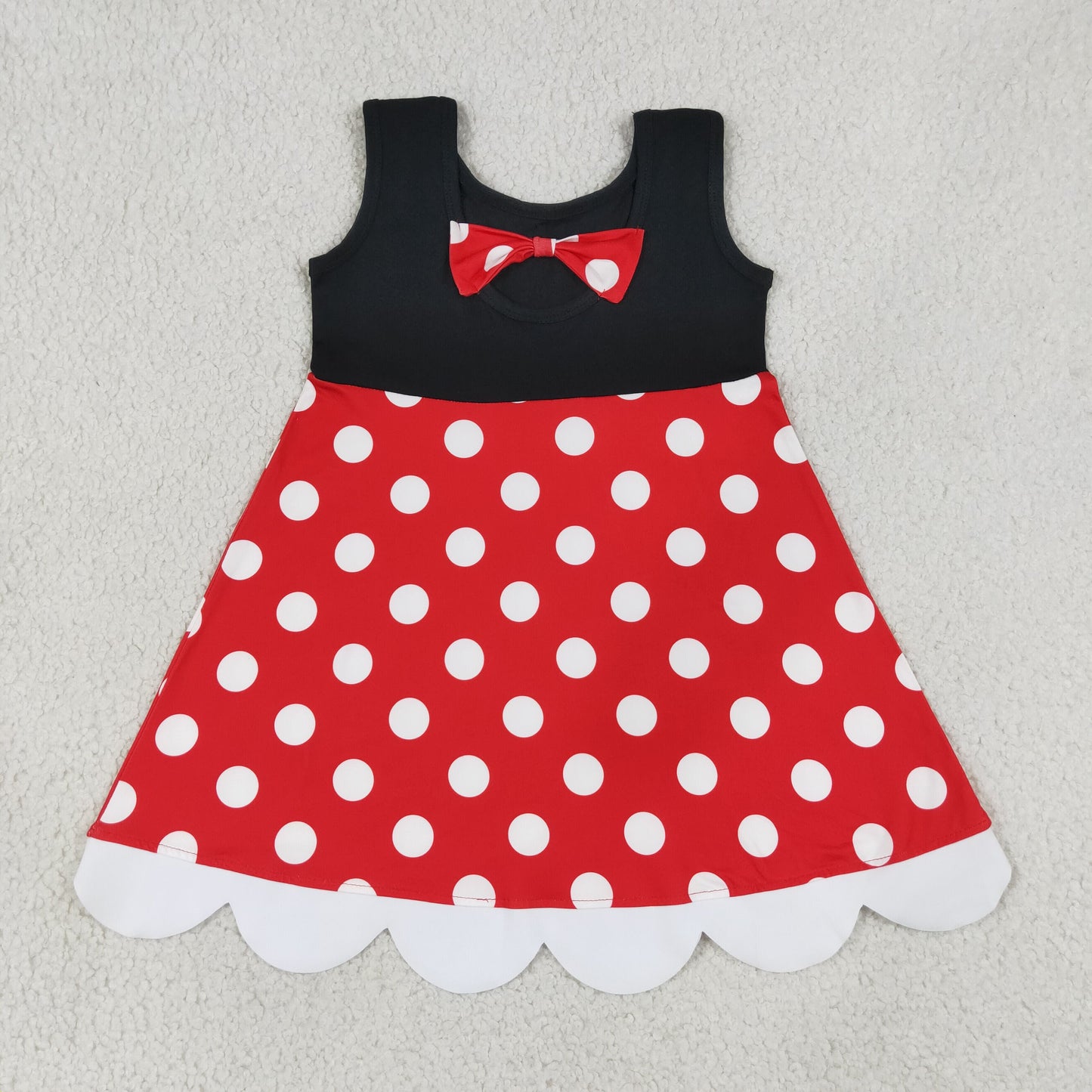 Sibling Baby Girls Sleeveless Cartoon Scallop Knee Length Dresses