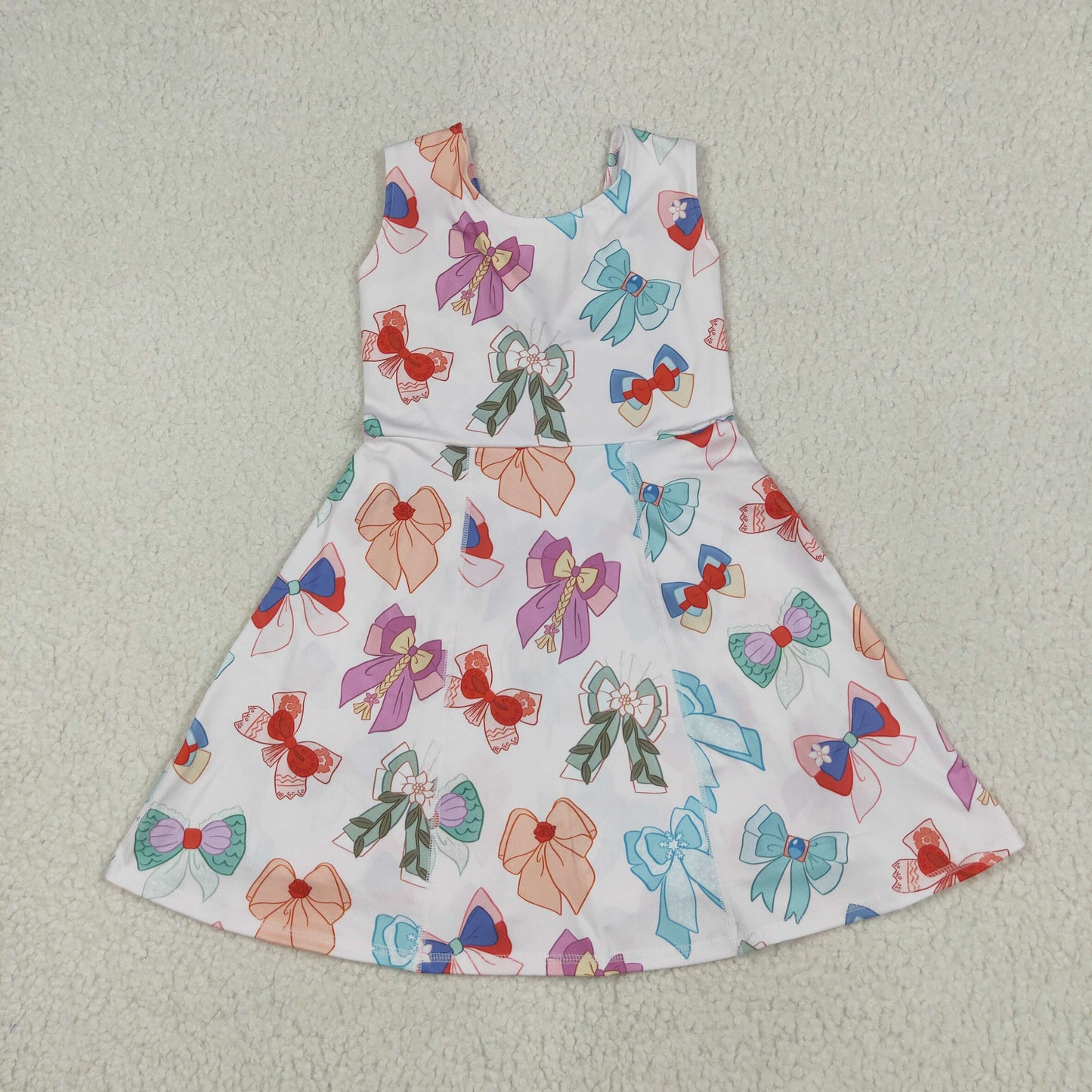 GSD2049 Baby Girls Colorful Flowers Bows Yoga Active Shorts Knee Length Dresses
