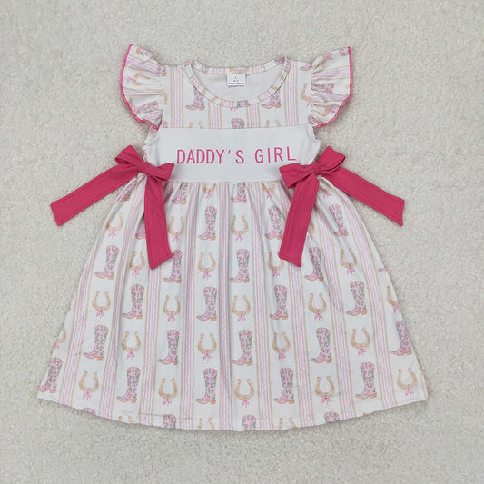 GSD2053  baby girl western boots daddy's girl bow summer dresses